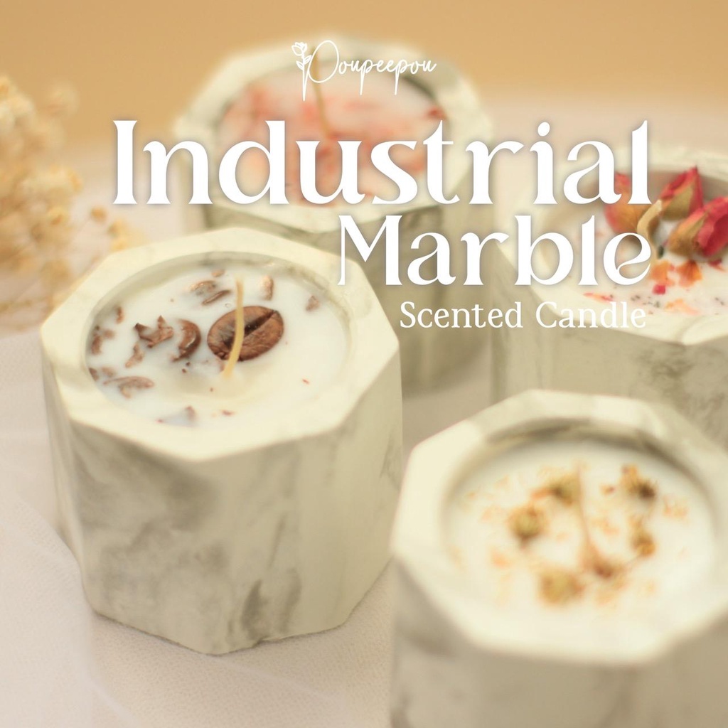 Lilin Aromaterapi Industrial Marbel | Pengharum Ruangan 40gr Branded Dekorasi Aesthetic Hampers Souvenir Pernikahan