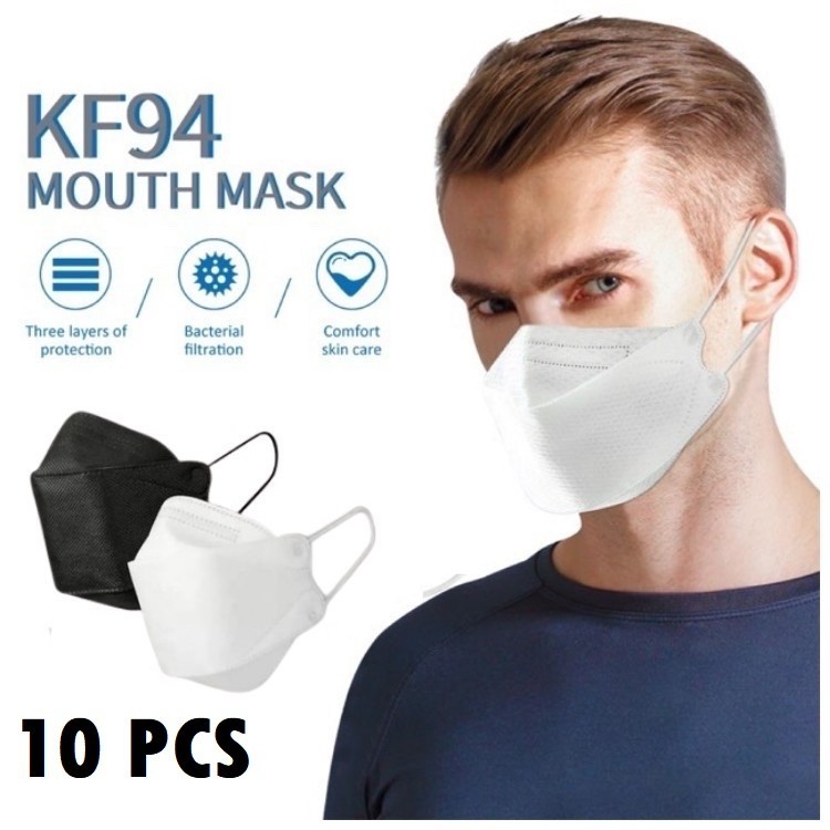 Masker Kf94 4Ply 4 ply korea Convex 4D Hitam Putih merah abu pink biru isi 10 pcs