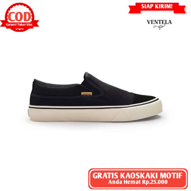 Sepatu Ventela Slip On Original Black/Natural | Vantela SlipOn Black/Natural | Ventella Slip On