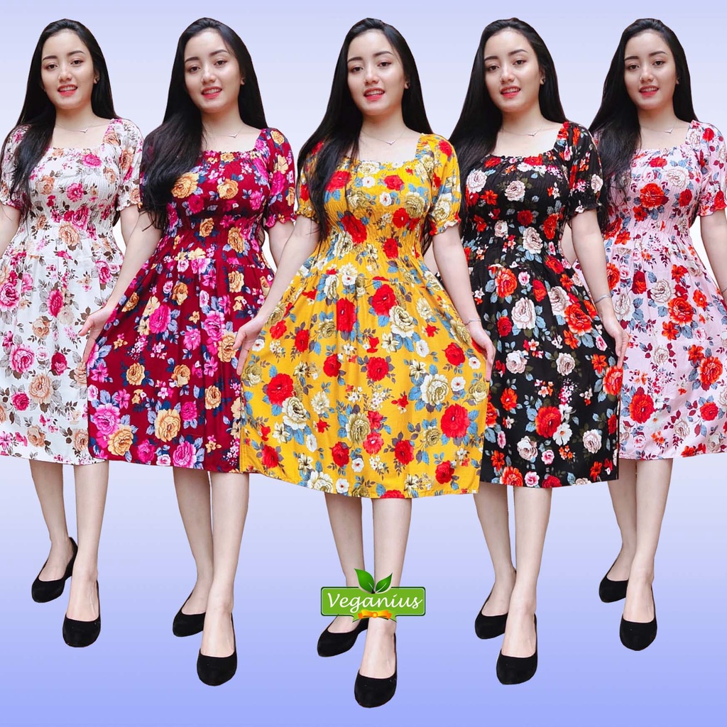 DRESS KERUT DADA RAYON PRINT | DRESS KORE