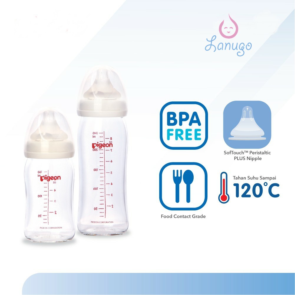 Pigeon Wide Neck 160ml 240ml / Pigeon Botol Susu Peristaltic Plus Nipple Bayi / Baby Newborn Murah