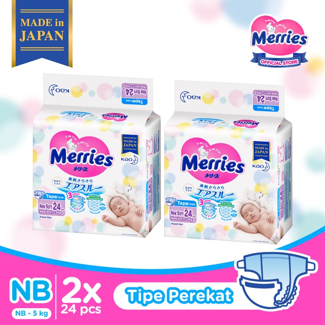 Merries Premium Popok Bayi Perekat NB 24 Twinpack