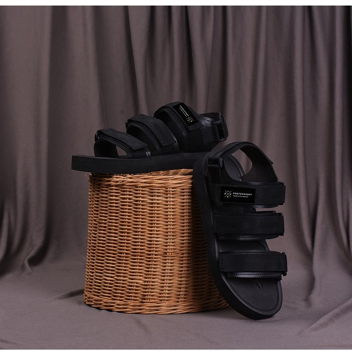 Sandal Gunung Pria Wanita Casual / sendal gunung wanita kekinian Full Black Footconcept HIJack 36-41