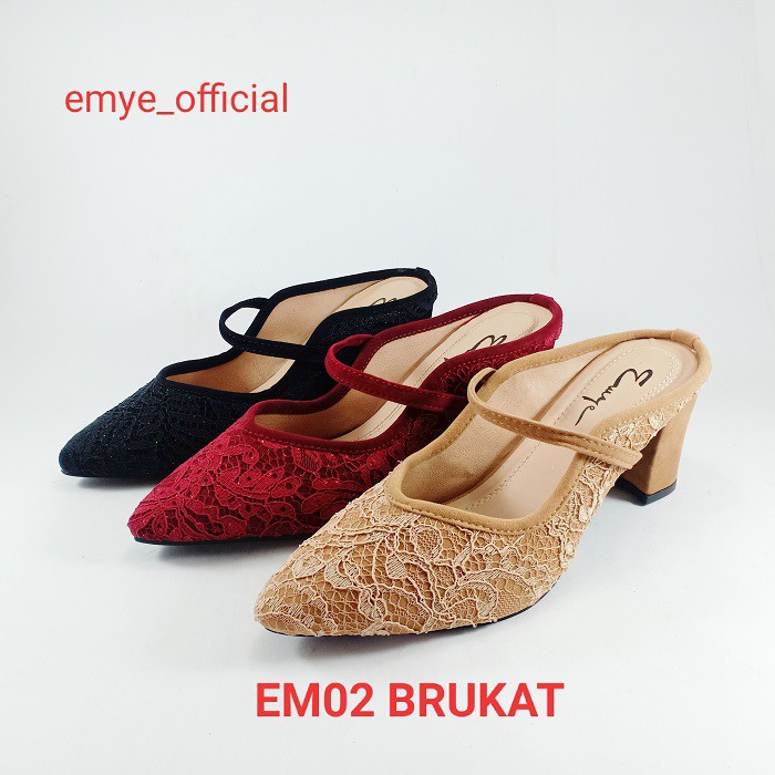 EMYE-Sepatu Wanita Heels Bustong Brukat EM02/Sandal Tali Wanita/ Sandal Heels Wanita