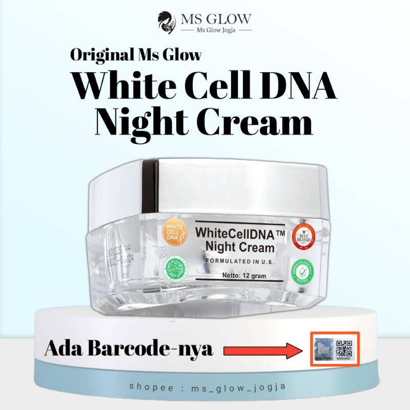 White Cell DNA Ms Glow Night Cream Malam Netto 12g