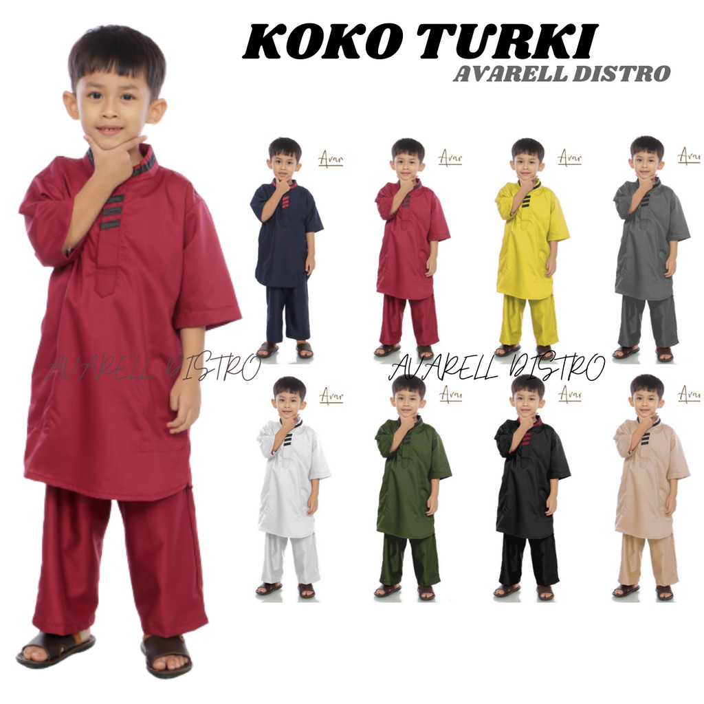 Baju Stelan koko Anak Laki laki LIST Muslim Setelan Cowok Turki Set Lakilaki Terbaru 1 - 13 tahun