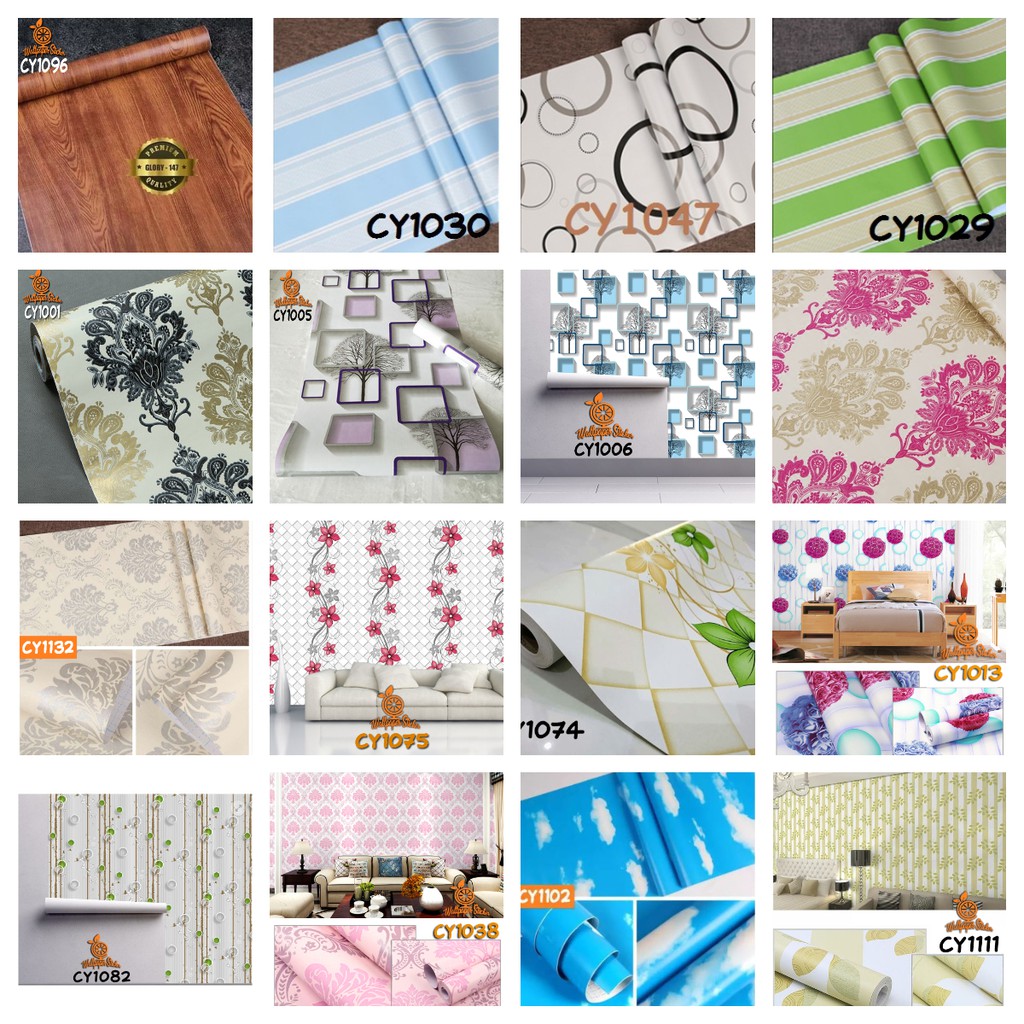 Wallpaper Dinding Ruang Tamu Wallpaper Stiker Dinding Rumah 45CMx10M  Wallpaper Dinding 3D Motif Bunga