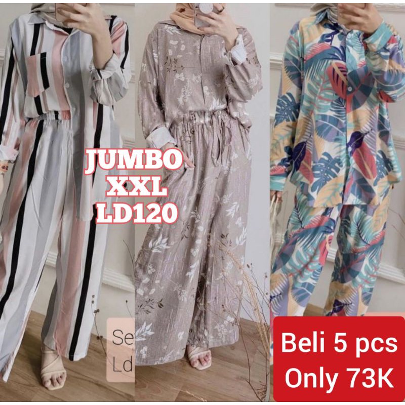 One set Jumbo LD120 / Setelan Rayon Jumbo / Setelan Wanita Jumbo / tunik Jumbo / Stelan wanita Jumbo