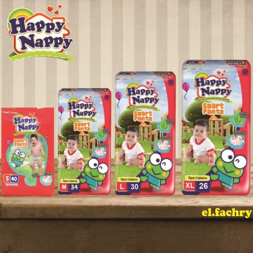 Happy Nappy Pants S40 / M34 / L30 / XL26 Tipe Celana