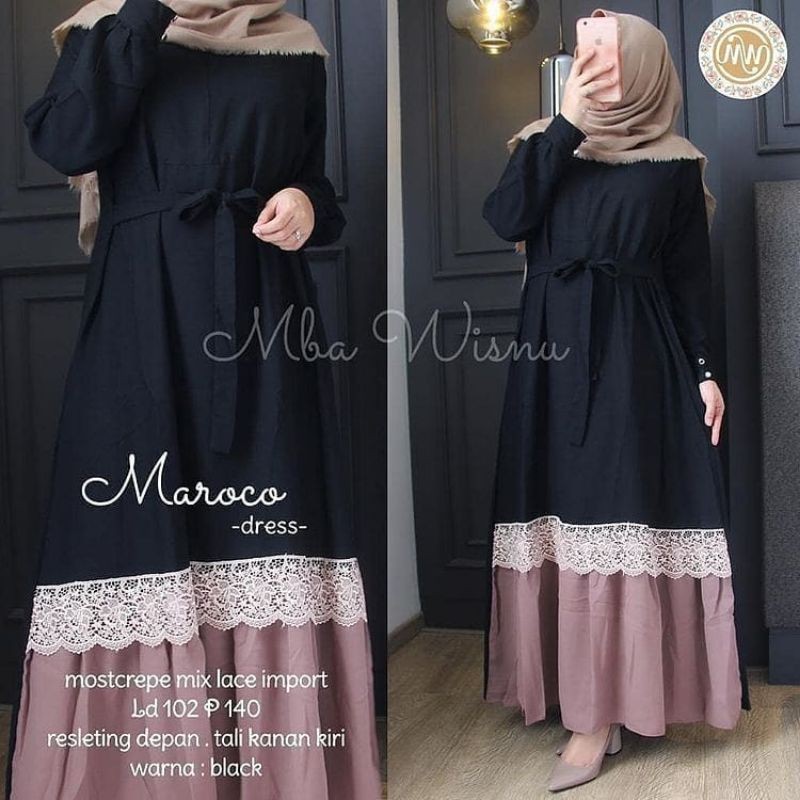 Baju Gamis Wanita Dress Syari Lebaran Terbaru 2021 gamis Maroco Dress Gamis MOSCREPE