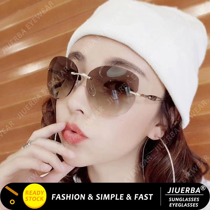 （JIUERBA）TERSEDIA & COD Kacamata Hitam Wanita Korean Fashion Gaya Oversized Mata Kucing Sunglasses Women