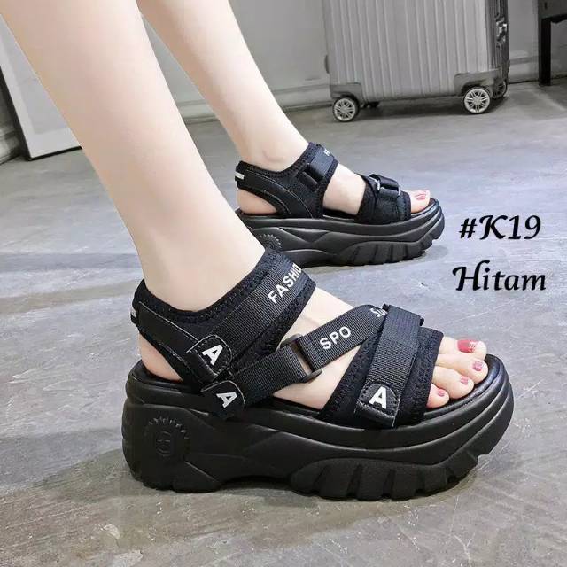 Sepatu Sandal Wanita Wedge Tinggi Gaya Roma Korean Sol Tebal Model Velcro Kasual Untuk Pelajar 6321