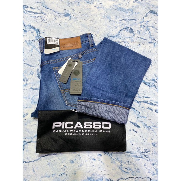 celana jeans picasso original non stret celana denim pria slimfit tidak karet