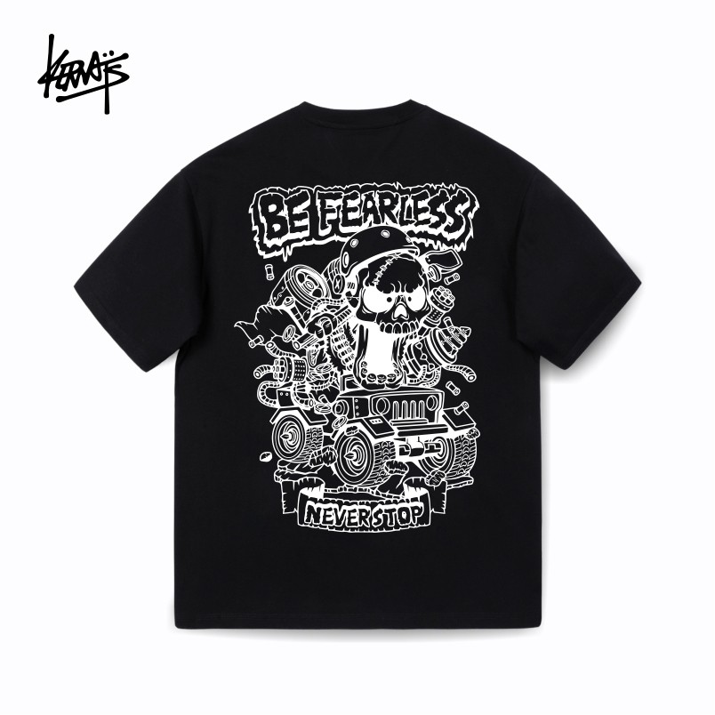Kerwats T-Shirt Kaos Pria Hitam Unisex Bahan 100% Katun Premium 24S 200g Distro Oversize Kerah Bulat