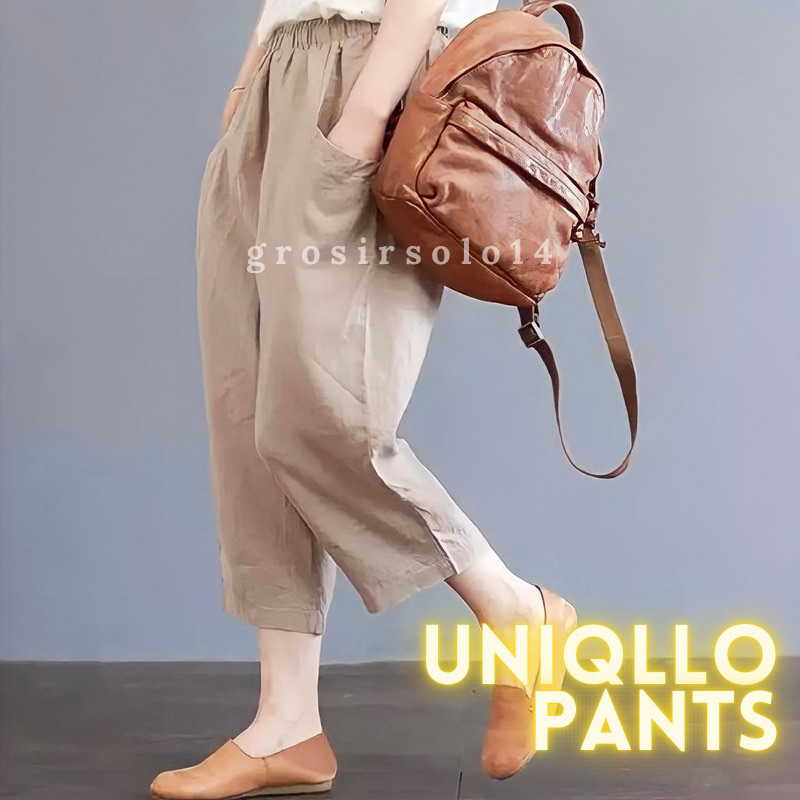 Celana Kulot Katun Uniqllo Pants Size Jumbo Bahan Cotton Twill Stretch Premium / Celana Korea / Celana Oversize Katun