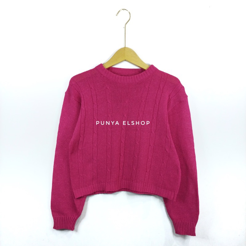NATALI CABLE SWEATER RAJUT BLOUSE ATASAN WANITA CROP