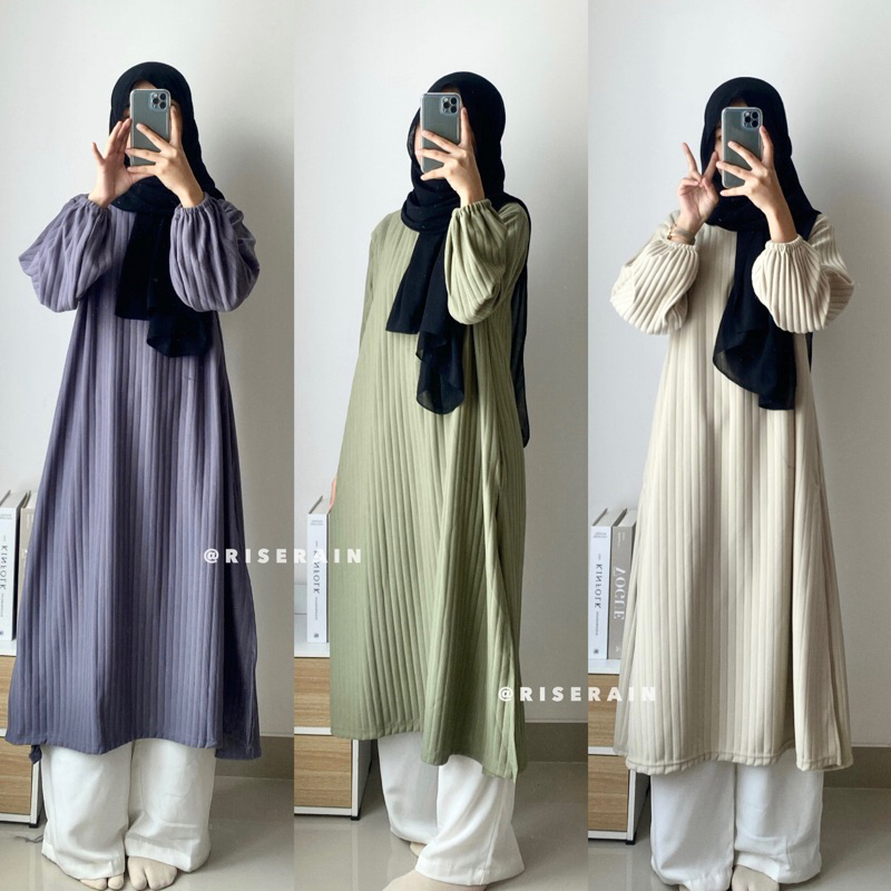 Luna tunik wanita - atasan long dress wanita knit premium gamis daily baju muslim lebaran simple