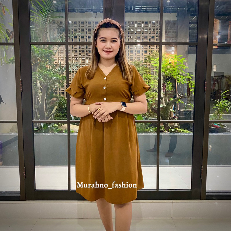 Hana Inara Dress -  Midi Dress Crinkle Airflow Busui Casual Wanita