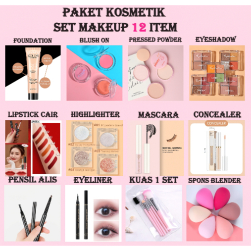 KOSMETIK LAMEILA SET MAKEUP TOTAL 12 ITEM - PAKET LENGKAP MAKEUP LAMEILA 12 ITEM