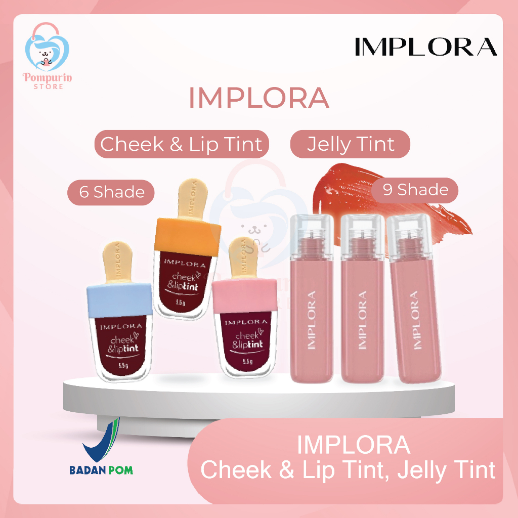 IMPLORA Cheek & Lip Tint Model Ice Cream / Jelly Tint - Set Liptint & Pemerah Pipi Original BPOM
