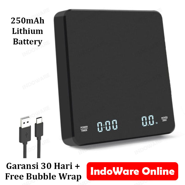 Timbangan Kopi USB Charge 3KG 0.1GR Timer V60 Drip Coffee Scale Charger