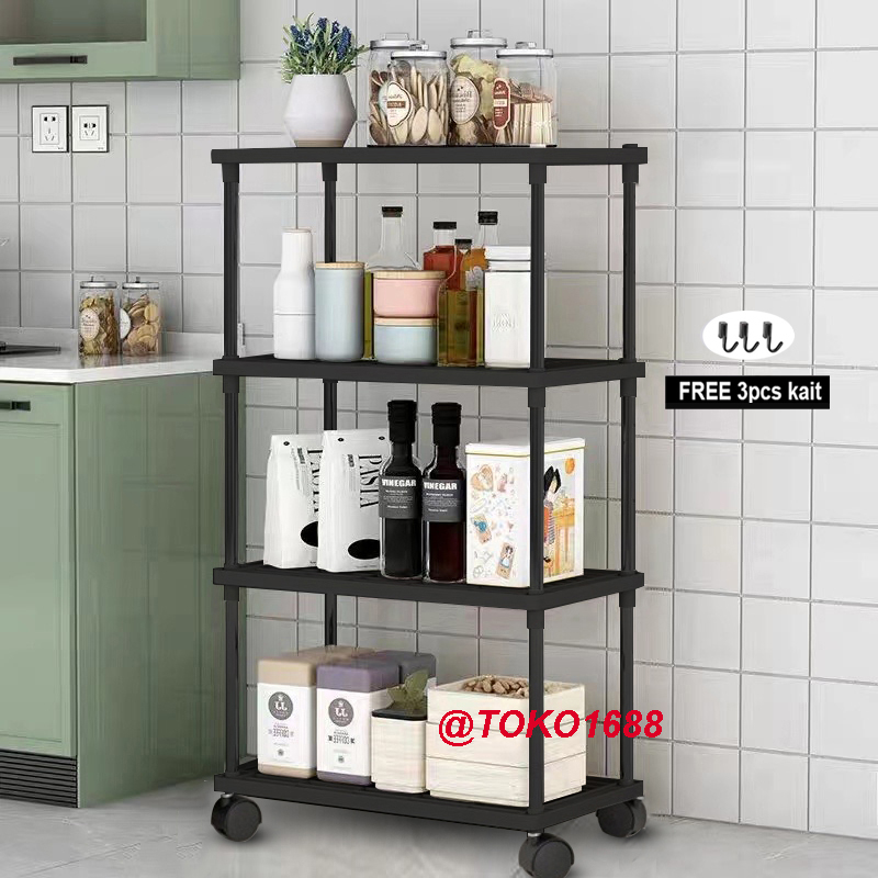 Rak dapur plastik rak susun serbaguna rak kamar mandi 4 susun
