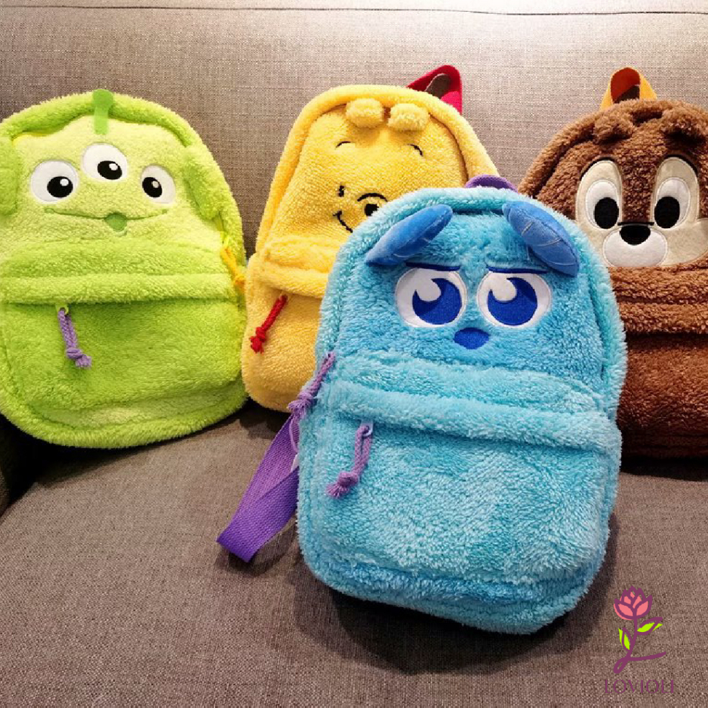 Lovioli Tas Ransel SD SMP SMA SMK Plushie Karakter Lotso Monster Inc Pooh Chipmunk Sulley