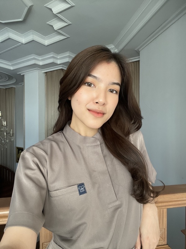 Baju Jaga MANDARIN - ASH BROWN Scrubs Theatre Blues Cardinal Lengan Pendek SS