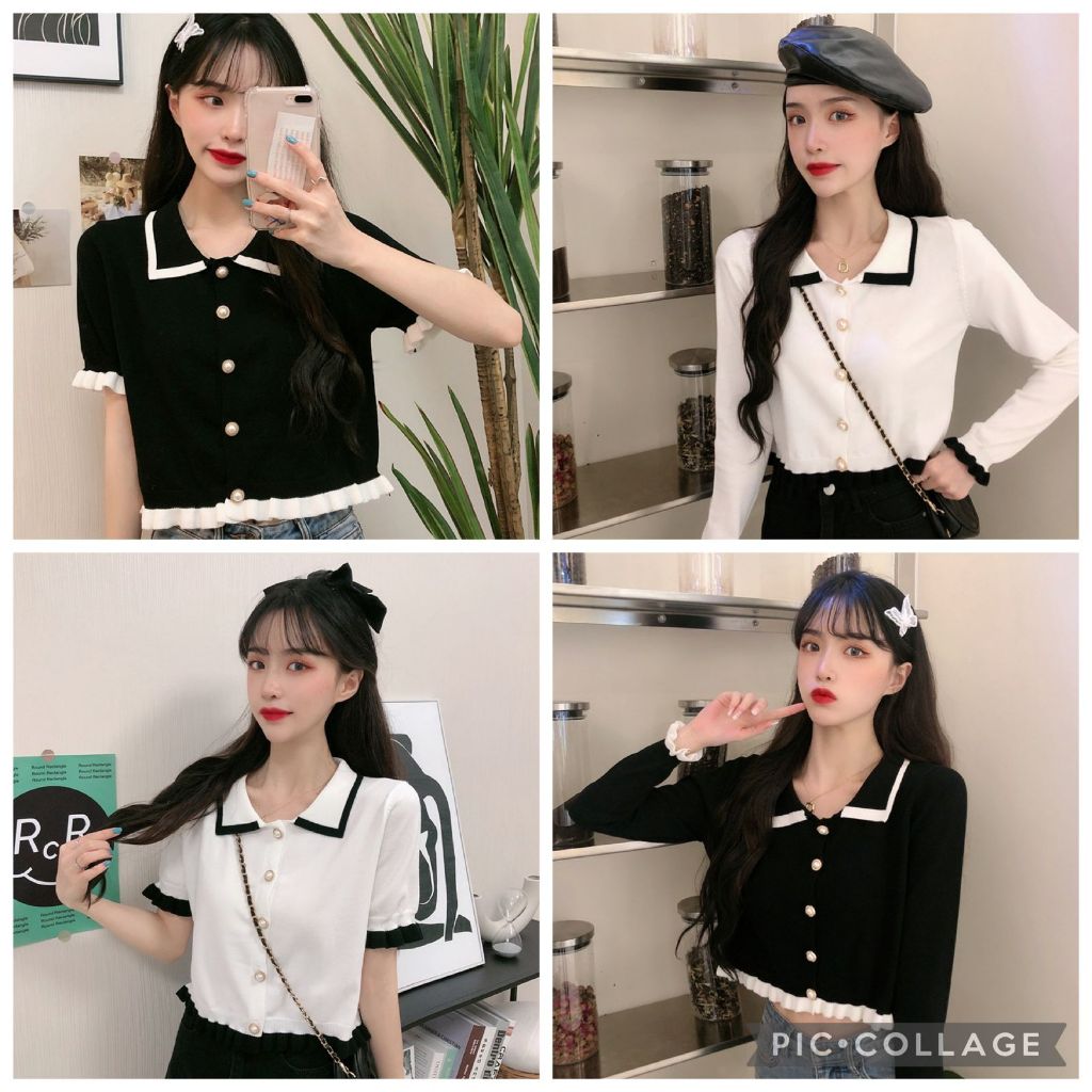 Nina Knit Collar Top Atasan Wanita Zess 25006