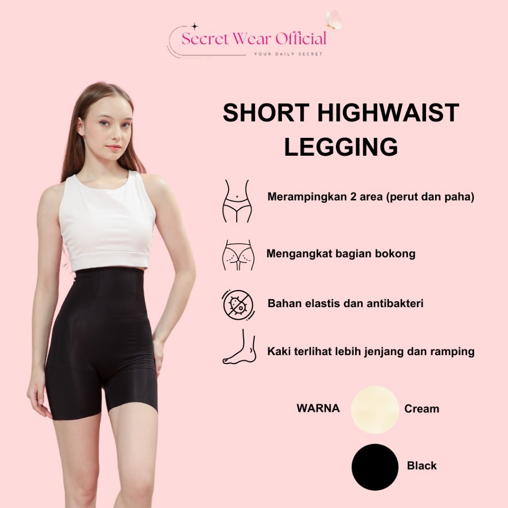 Secret Wear Official - Korset Celana Wanita Highwaist Short Shaper Pants Seamless Pelangsing Perut