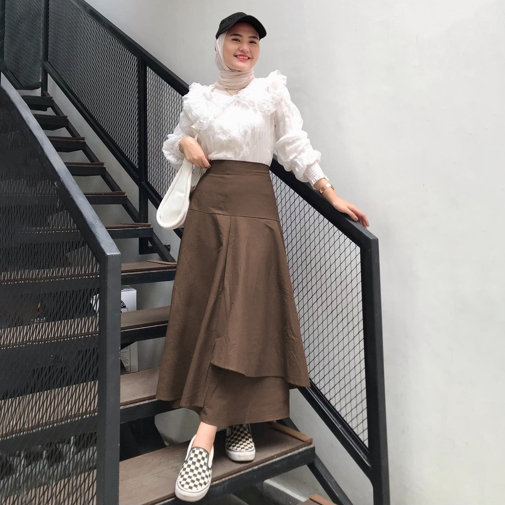 Rok Panjang monalica Milana Susun Mekar ALL SIZE FIT L