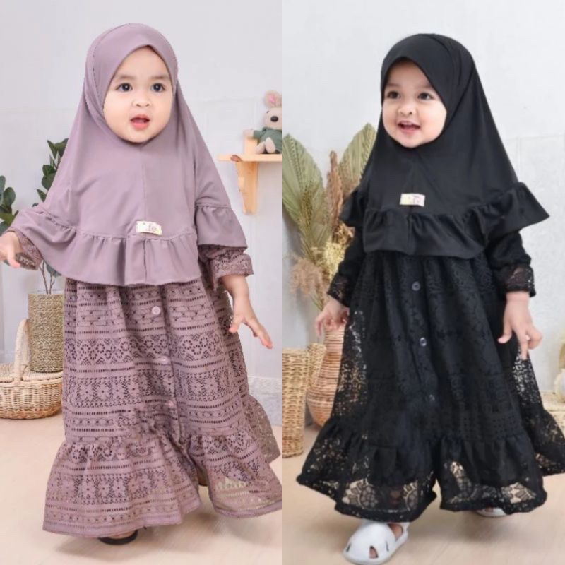 Brokat Malika Gamis anak Set Hijab usia 0-5 tahun / gamis anak bayi terbaru