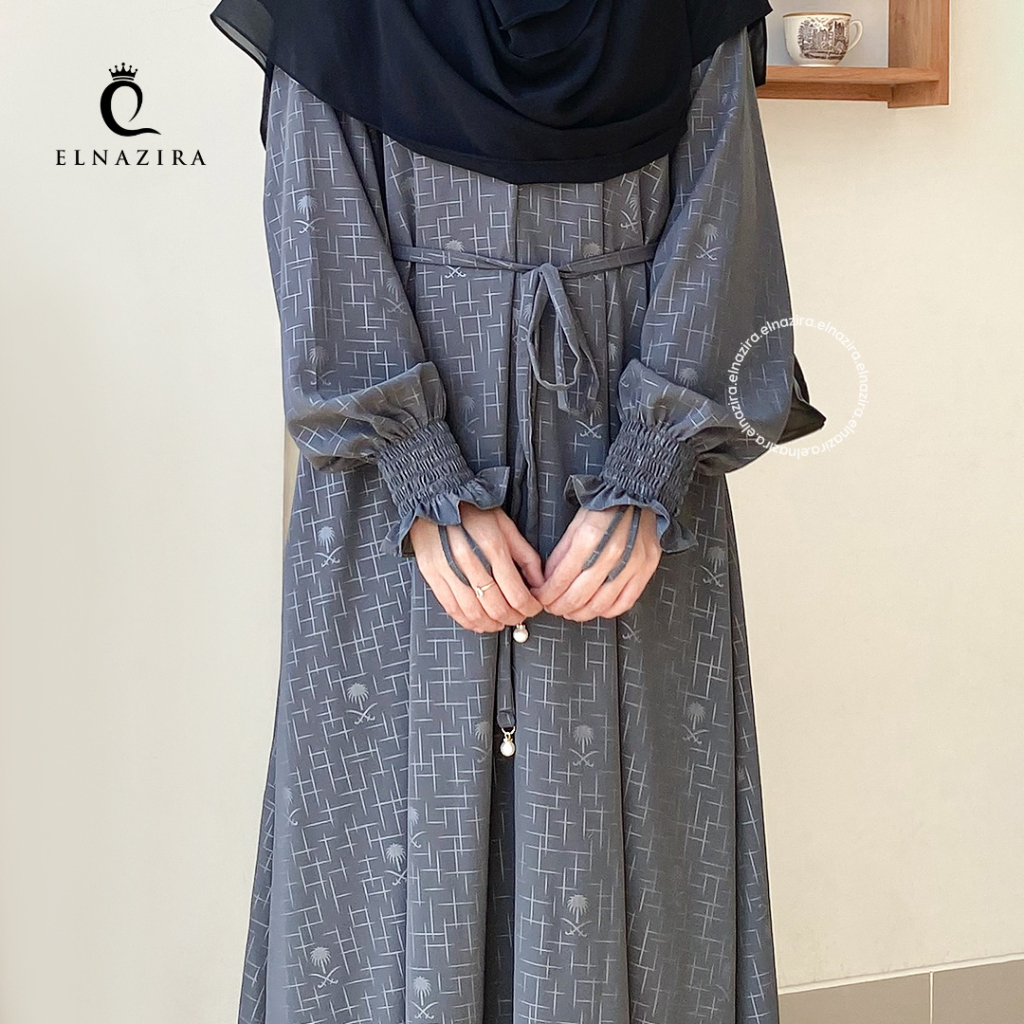 Elnazira - Palm Abaya Emboss Gamis Dewasa Perempuan Dress Muslim
