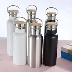TERMOS TUTUP BAMBU / TUMBLER ARIZONA STAINLESS STEEL GAGANG POLOS 500 ML Untuk Air Panas dan Air Dingintum
