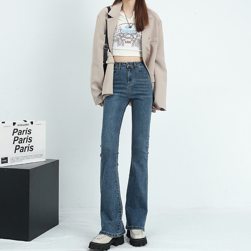 COD lulu-jeans Celana Jeans Cutbray Wanita / Jeans Cutbray Wanita Biru Retro Highwaist Import