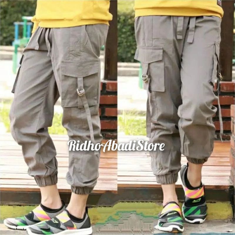 celana joger cargo panjang wanita bahan katun twill Combad size standar jumbo super jumbo 40-100kg