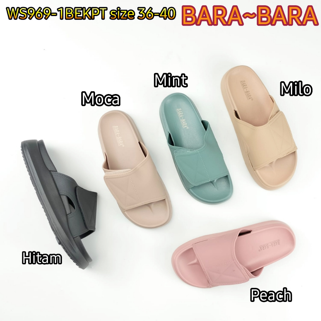 WS969-1BEKPT BARA BARA ORIGINAL jelly sandal karet empuk murah selop cewek wanita sendal import