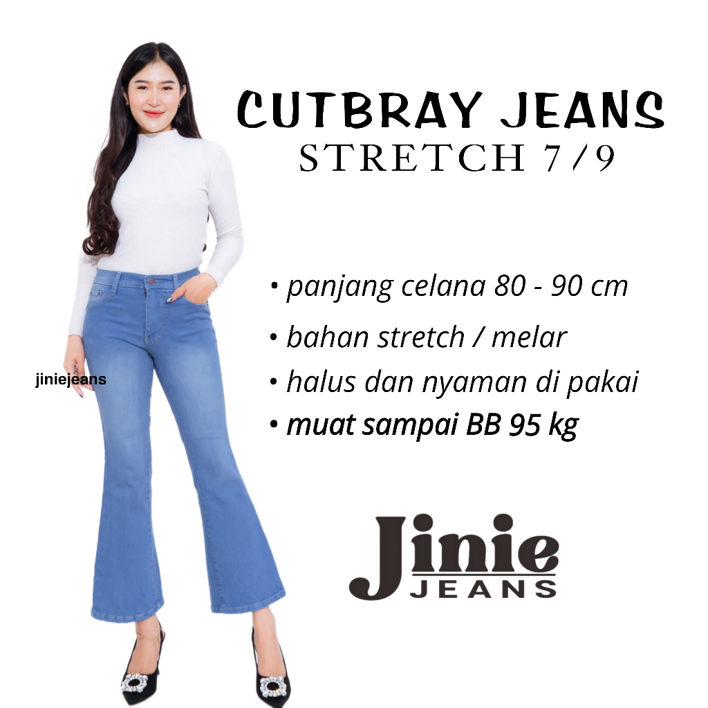 JINIEJEANS Cutbray Jeans Celana 7/9 Lipat Jeans Premium/Celana Jeans Wanita/Celana Cutbray/Celana viral
