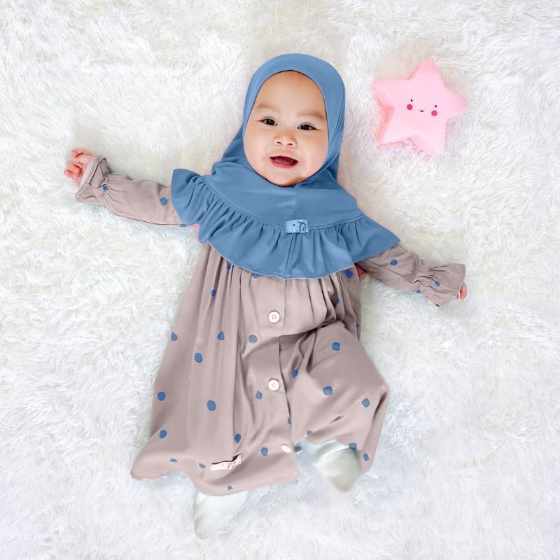 DTY100 Gamis bayi perempuan newborn  NEW BiLqis 0 4 bulan 6 12 bulan 12 18 bulan free hijab