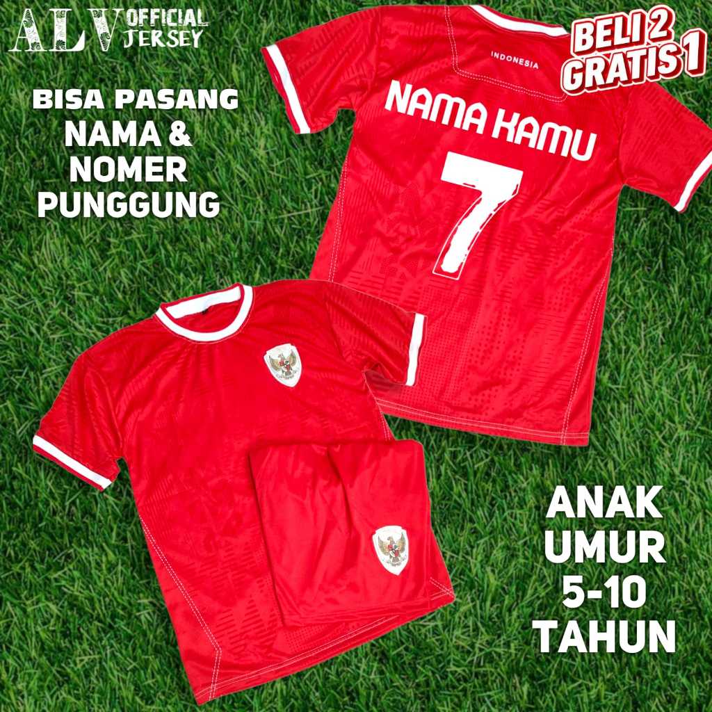 Jersey Anak Custom Nama Timnas Erspo Merah 2024 Terbaru Bisa COD Langsung di Sablon