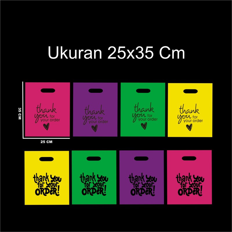 PE WARNA UK 25x35 isi 50pcs kantong plastik PE tebal motif thank you kantong plastik olshop kantong plastik pakaian