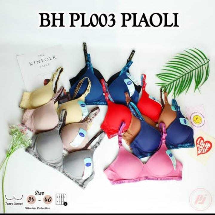 Bra Wanita | BH Sport Piaoli PL 003 Cup A Kait 2 Tanpa Kawat Busa Tipis | Bra Olahraga Wanita