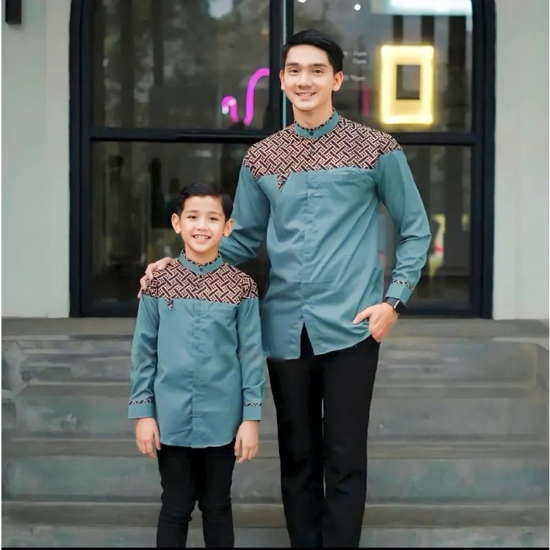 Baju Koko Couple Ayah Dan Anak Laki Laki Lengan Panjang Terbaru 2024 Baju Couple Muslim Dewasa Size M L XL