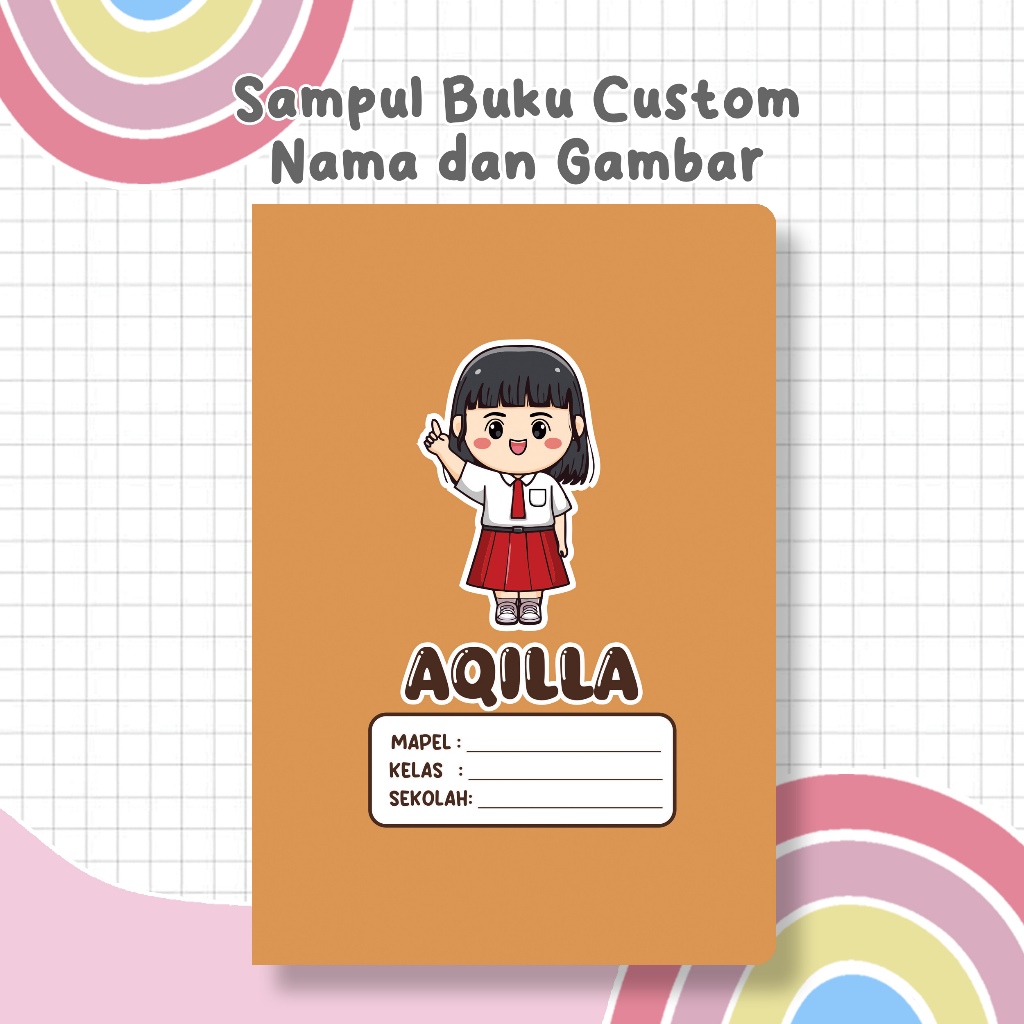SAMPUL BUKU ANAK SD CUSTOM NAMA COKLAT
