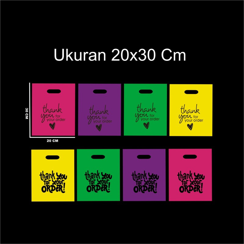 (PE WARNA isi 50pcs Uk 20x30) Kantong plastik motif thank you | Kantong plastik baju | kantong plastik pakaian kantong