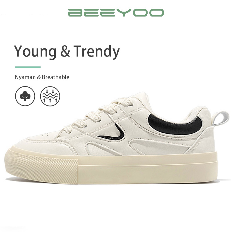 Beeyoo Jungkook Sepatu Kets Wanita Casual  Kekinian Sporty Sepatu Trendy Korea Style Shoes Putih WK142