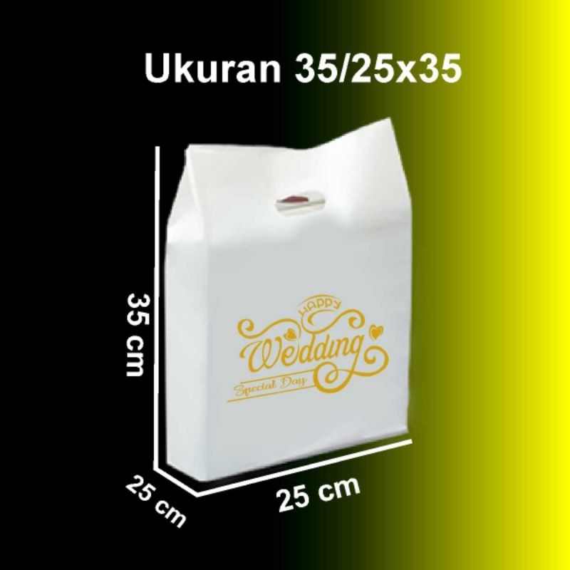 Plastik Happy Wedding isi 50pcs bahan pe | kantong plastik wedding | plastik hajatan | plastik buat sovenir pernikahan