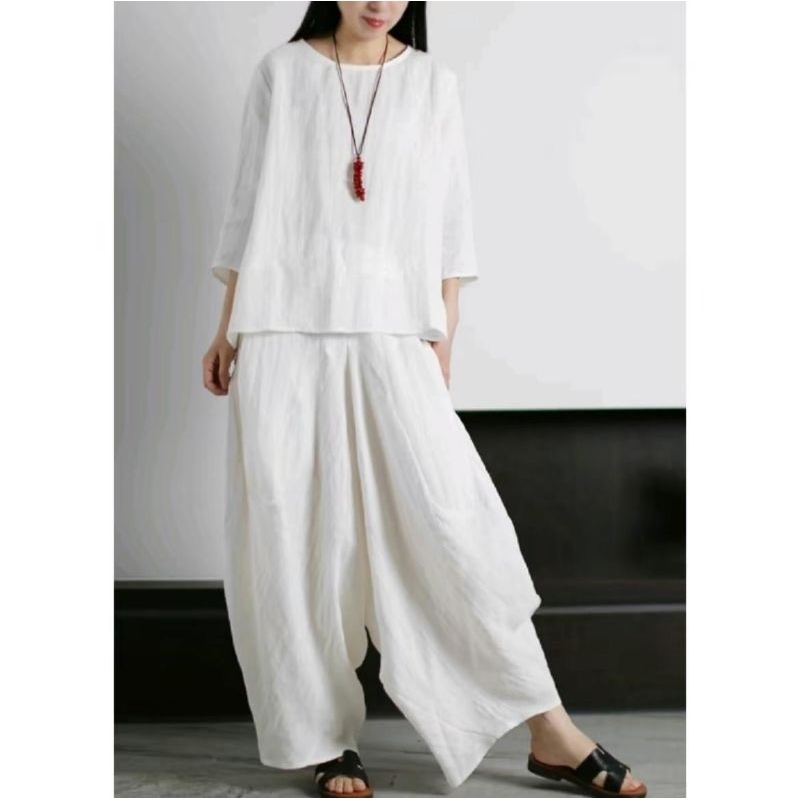 One Set //Setelan Linen Wanita Premium Lengan Panjang