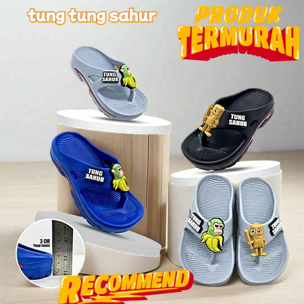 Sandal Jepit Anak Ceqiu Motif Avenger,Tung Tung Sahur/Sandal Jepit Anak Karet Berkarakter/Sandal Jepit Anak Kekinian