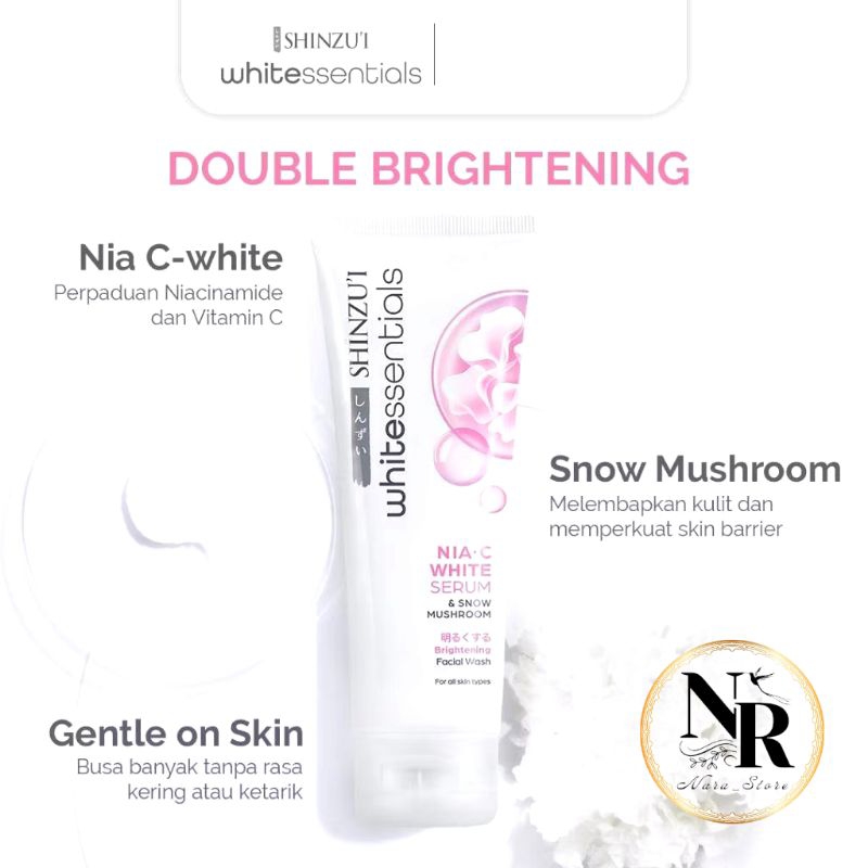 NaRa_StoRe 🌻  Shinzui WHITEssentials Double Brightening Facial Wash Snow Mushroom 20ml
